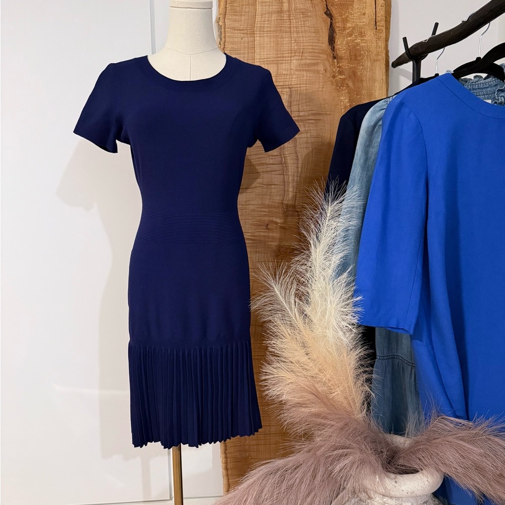 Sandro Blue Sheath Midi Dress for Work